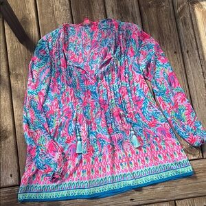 Lilly Pulitzer Marlina tassel tunic blouse